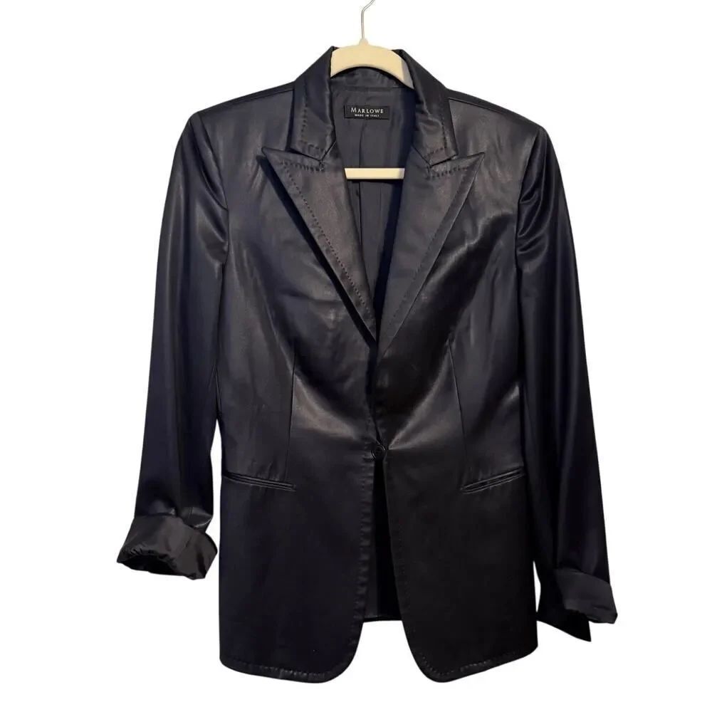 Marlowe Shine Wool Blazer Jacket Made in Italy Sz. 40 (US 4)